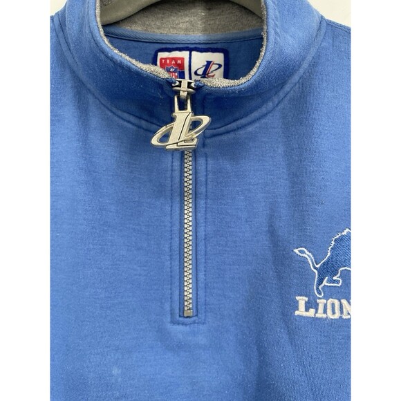 Vintage Detroit Lions Quarter Zip Sweatshirt Mens Medium Blue NFL Football - Picture 4 of 16